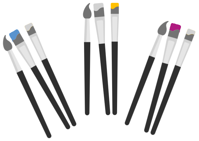 Illustration of paint brushes with different paint colors